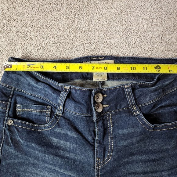 Democracy Women's Revolution Boot Jeans Blue Mid Rise Dark Wash Stretch Size 4 - Picture 6 of 8